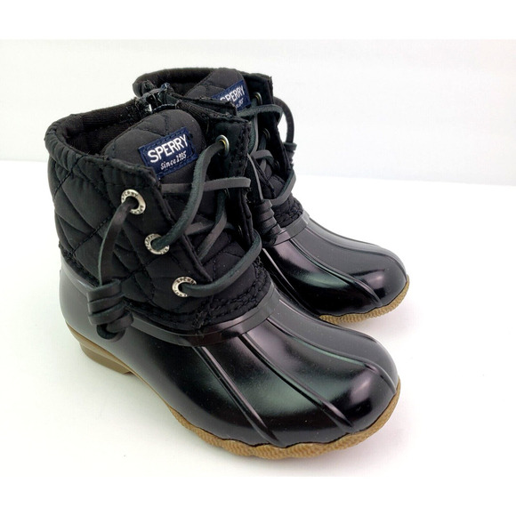 Sperry Top Sider Saltwater Toddler Size 7 Black Quilted Waterproof Duck Boots - Picture 1 of 13